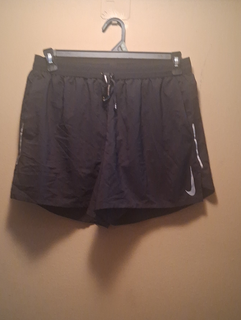 Nike Men's Black Running Shorts with White Swoosh XL
